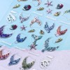 YIHONGYAN Summer Nail Stickers Cute Decoration 5D Relief Iridescent Mermaid