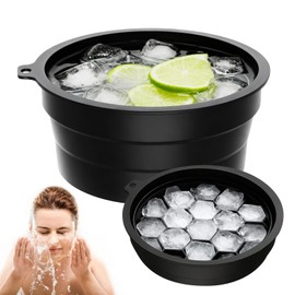 Face Ice Bath Bowl, Foldable Silicone Face Bowl with Integrated Ice Compartment, Portable Sink to Reduce Swelling and Minimise Pores (Black)