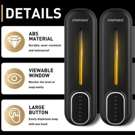 interhasa! Soap Dispenser Bathroom Wall Mounted Body Wash Shower Gel Shampoo and Conditioner Soap Dispenser Single Chamber Shower Dispenser for Commercial Home Black 350ML×2