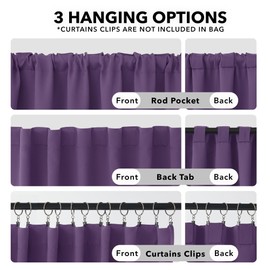 Deconovo Blackout Curtains, Thermal Insulated Room Darkening Drapes, Back Tab & Rod Pocket for Bedroom & Living Room, Noise Reducing, Set of 2, Purple Grape, 42W x 54L Inch