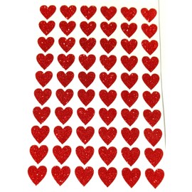 60 Glittery Red HEART Stickers 20mm