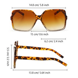 Frienda 2 Pairs Oversized Square Sunglasses Big Large Wide Retro Vintage Shades for Women