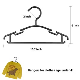 GoodtoU Black Kids Hangers - 60 Pack Baby Hanger for Clothes Plastic Infant Hangers for Bulk Toddler Nursery Child Children 10.24 inch