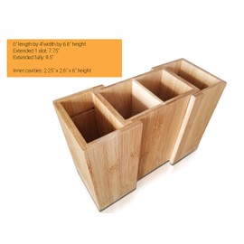 SplashSoup Bamboo Expandable Cooking Utensil Kitchen Tool Holder | Natural Spatula Spoon Caddy | Counter Stove Top Organizer