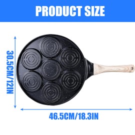 MEGYAD 26 cm Pancake Pan Non-Stick Seven Holes Crepe Pan Crepe Maker with Smiley Faces, Pancake Pan Pancake Maker for Gas etc., Fried Egg Pan for Omelettes Pancakes Burger