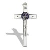 Saint Benedict Wall Crucifix with Colored Enamel (Silver-White)