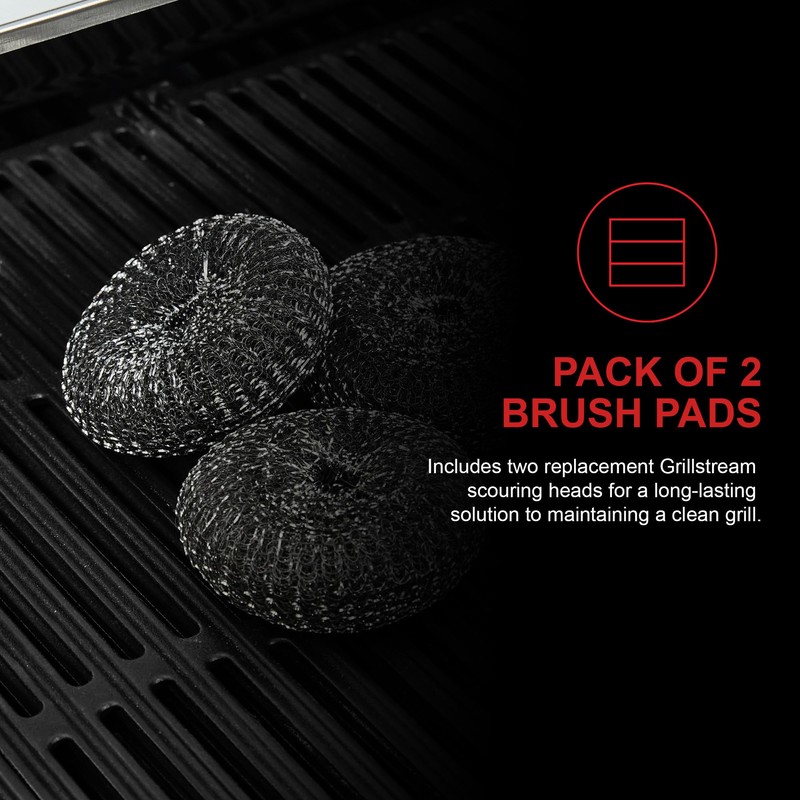 Grillstream Barbecue Scouring Brush Head Replacements Heads, Durable Steel Pads