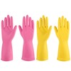 IUCGE Medium Pink+Yellow Rubber Gloves, 2 Pairs, Protective Gloves for