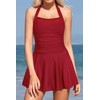 SHEKINI Halter Traje de Baño de Una Pieza con Falda