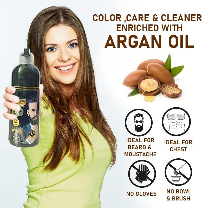 Hair Colour Shampoo Natural Black 2.0, 100% Grey Coverage, 400