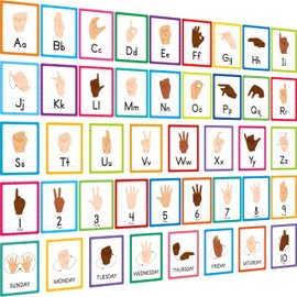 ASL Alphabet Line Bulletin Board Set, 43pcs Letters Numbers Week Sign Language Decorations, 26 Letters/7 Days of the Week1-10 Numbers Small Posters for Preschool, Kindergarten Classroom Decorations