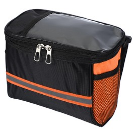 PATIKIL Bike Handlebar Bag, Bike Frame Bag Waterproof Bike Basket Bag with Reflective Strip Bicycle Accessories for Men Women Outdoor Cycling Mountain Road Bikes, Orange