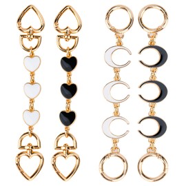 4 Pcs Bag Extender Chain Strap, Metal Extender Bag Chain with Heart Crescent Moon Pattern Exquisite Extender Purse Chain Strap Replacement Purse Chain Strap Purse Making Supplies for DIY Handbag Purse