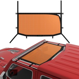 Covosun Mesh Sunshade for Jeep Gladiator, Convenient Mesh Soft Top with Strong Straps for Jeep Gladiator(2018-2023), Jeep Gladiator(JT) Accessories (Orange, Front)