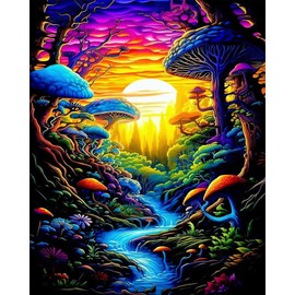 xackcme Mushroom Paint by Numbers for Adults-Forest Paint by Number on Canvas Without Frame,DIY Oil Painting for Gift Home Wall Decor(16x20inch)