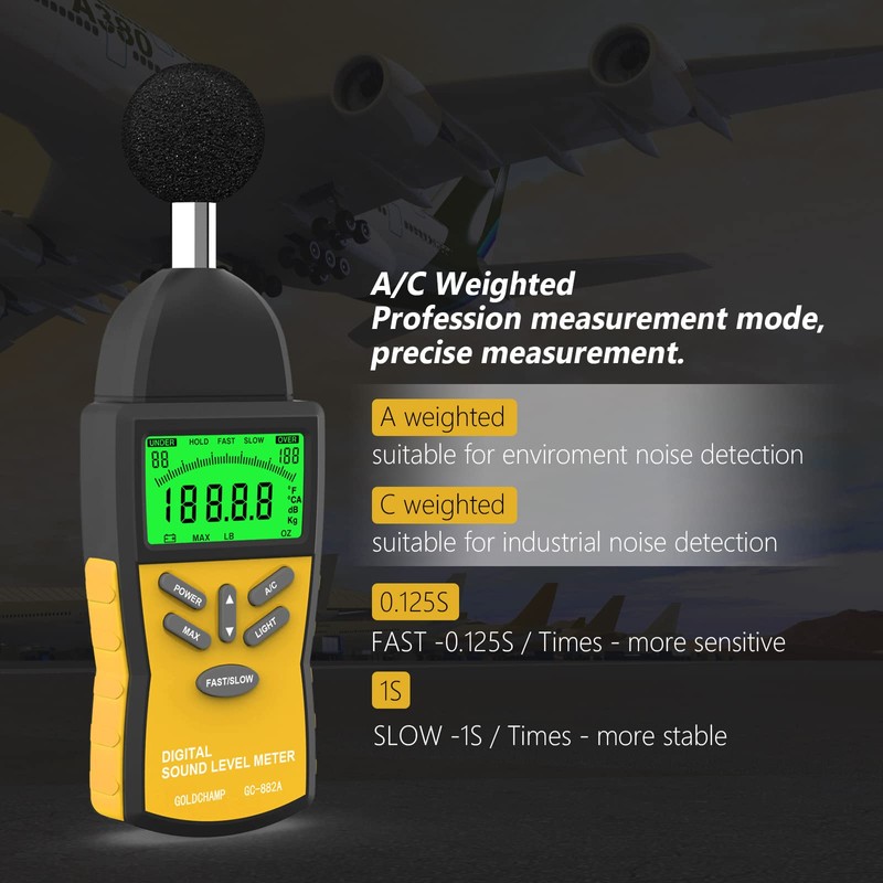 Decibel Meter, Sound Level Meter 882A Portable 30-130dB Noise Meter