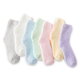 TOCONFFON Women's Cozy Fluffy Fuzzy Socks Plush Home Slipper Socks 5,6,7,8 Pairs(7 Solid Color)