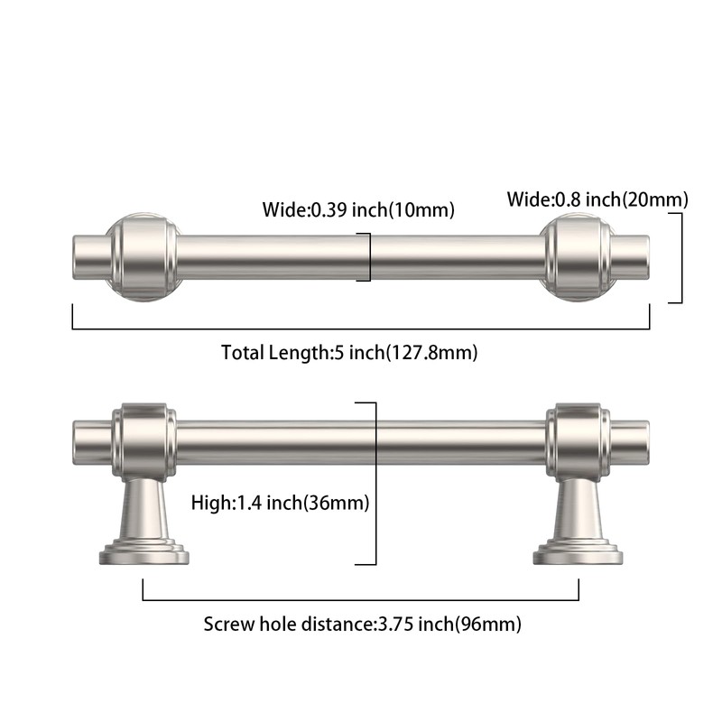 9BUILD 10 Pack 3.75 Inch Brushed Satin Nickel Kitchen Cabinet
