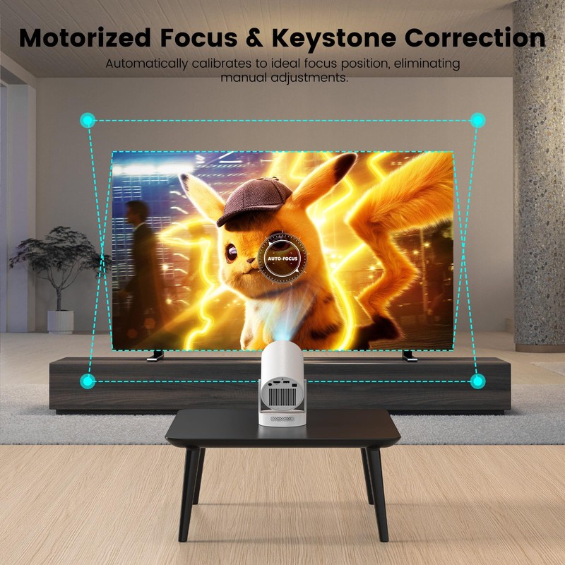 [Electric Focus]Mini Portable Projector with 4K Support, Bluetooth 5.4 WIFI6,
