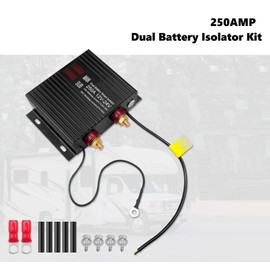Dual Battery Isolator Kit 250 Amp Universal 12V/24V Voltage Sensitive Relay VSR Smart Battery Isolator for Marine Car Truck RV ATV Auto Universal Relays