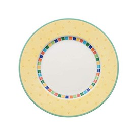 Villeroy & Boch Twist Alea Limone Dinner Plate, 10.5 in, Premium Porcelain, White/Yellow