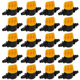 Aeipou Drip Irrigation Barb Shut-Off Valve 20-Pack 1/4-Inch 4mm/7mm Universal Irrigation Manifold Tubing Coupling Valve for Drip System Adjustable Flow Control for Agriculture Gardening Lawn