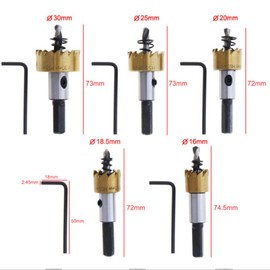 5pcs Hole Saw Set Hole Cutter 16/18.5/20/25/30mm HSS Metal Core Drill Bit Stainless Cobalt Opener Cutting Tool Alloy Silver Spring Design