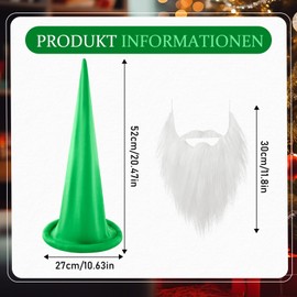 Geyoga Dwarf Hat with Beard Carnival Hat Dwarf Pointed Hat Gnome Hat Elf Hat Funny Dwarf Costume Accessories for Carnival Parade Fancy Dress Cosplay Party Women Men (Green)