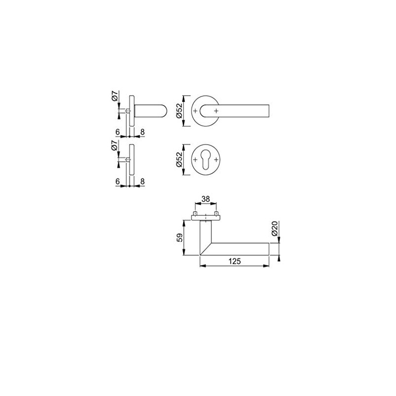 HOPPE 11647486, black satin handle set, AMSTERDAM on rosette PZ,