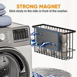 Moryimi Magnetic Dryer Ball Holder for Laundry Room Organization and Storage, Magnetic Lint Bin for Laundry Room, Iron Dryer Ball Container for Laundry Room Storage (No Balls, Black)