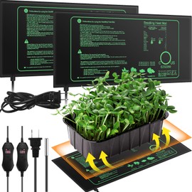 ROCEEI 2 Pack Seedling Heat Mat, 10 x 20.75 Inch Waterproof Seedling Heating Pad with Digital Thermostat Controller for Germination, Hydroponics, Brewing, Breeding, Indoor Gardening and Greenhouse