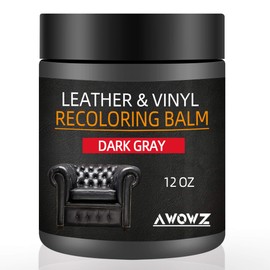 Leather Recoloring Balm - Scratch Repair & Color Restore Kit for Faded Leather, Leather Couch & Car Seats - 12OZ Leather Restorer Balm for Furniture, Auto Interior, Vinyl, Accessories (Dark Gray)