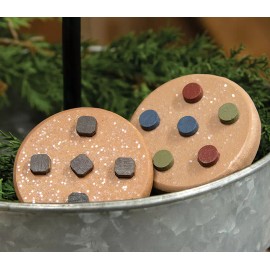 CWI Home Decor - Fake Faux Wood Chocolate Cookies 2pc Set