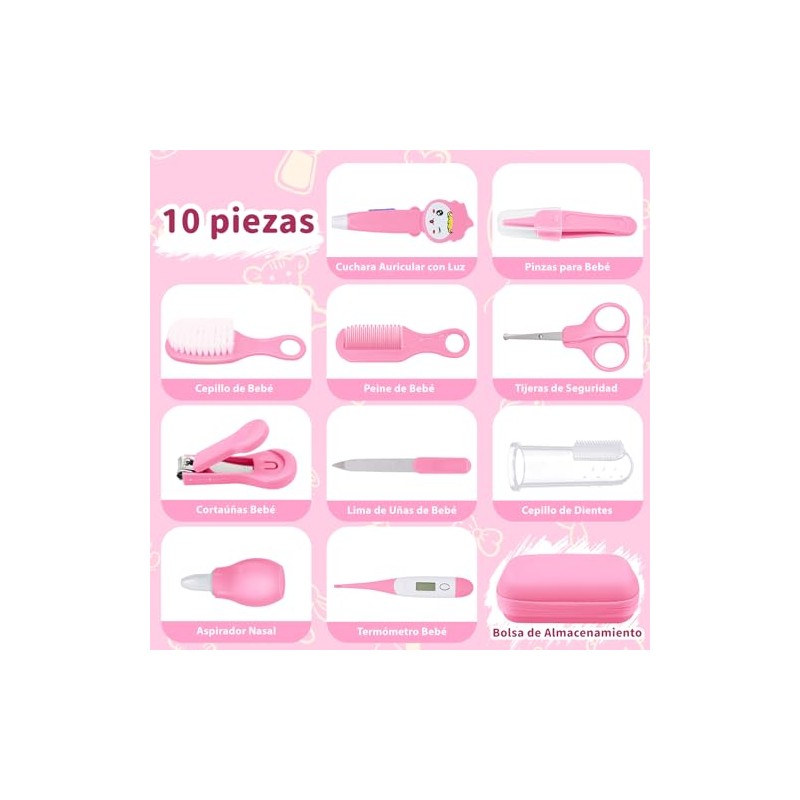 Kit de Aseo y Cuidado para Bebés, 10 Piezas Kit