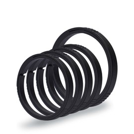 TIKIDESIGN Titanium Key Rings, 30/25/19 mm Key Ring with Side Pressing Design, Titanium Flat Key Ring Rings, Titanium Split Rings for Car House Key Accessories, Black (1l+4m)