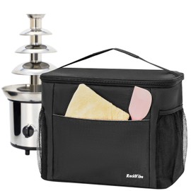 Chocolate Fountain Storage Bag, Compatible with Nostalgia 3/4-Tier Electric Chocolate Fondue Fountain Machine, Insulated Organizer with Adjustable Dividers for Fondue Fountain, Black (Bag Only)