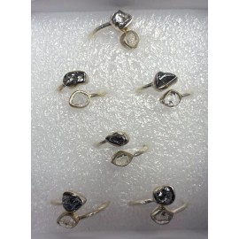 Natural Creations Herkimer Diamond And Meteorite thumb ring sterling silver size 5
