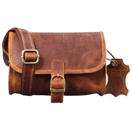 Madosh, Women's Leather Crossbody Sling Bag Ladies Small Clutch Shoulder Side Purse Brown Handbag