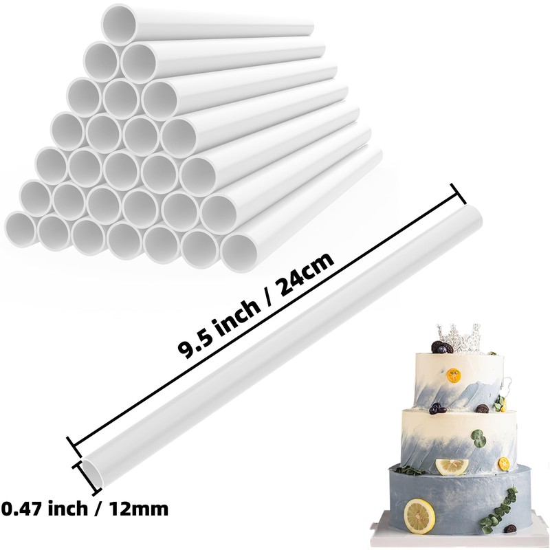 Olicky 28 Pcs Cake Dowels, White Plastic Cake Support Rods,