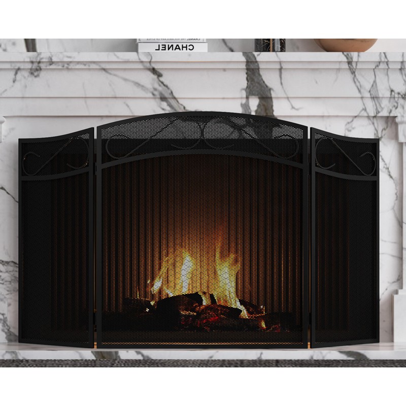 Fire Beauty Fireplace Screen for Wood Burning Fireplace Foldable 3