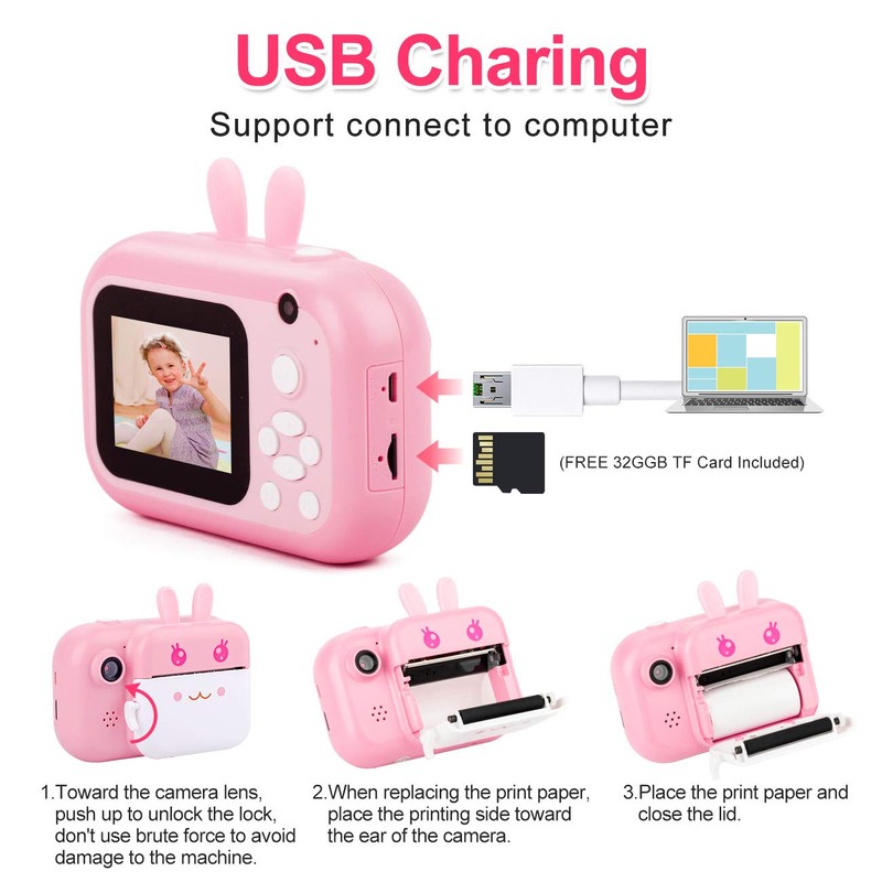 MINIBEAR Instant Print Camera for Kids with Print Paper, 40MP