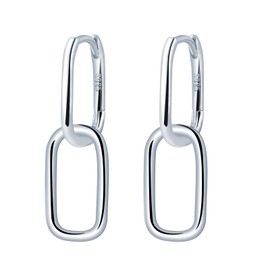MOOFUN Earrings Silver 925 Hoop Earrings Double Ellipse Earring Hanging Geometric Ellipse Women's Huggie Earrings Earrings for Mum Girlfriend Teenager Girls Sister Women Gift Birthday Gift, Sterling