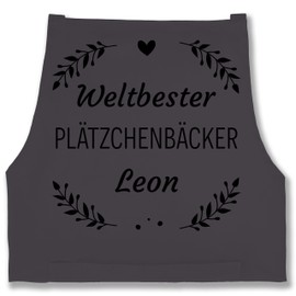 Geschenk mit Namen personalisiert by Shirtracer - Apron - Baking Apron - World's Best Cookie Baker with Name, 3 anthracite