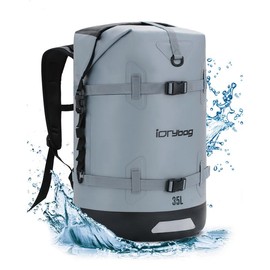 IDRYBAG Dry Bags Waterproof Backpack for Travel , Dry Bags for Kayaking Waterproof Bags for Boating Swimming Floating Paddle Boarding Submersible - Color: Gray, Size: 35L