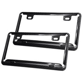 Anni License Plate Frame Set of 2 Stainless Steel Metallic Car Mini Vehicle Front Rear Durable License Plate Frame (Carbon)