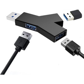 Black 3-Port Splitter Hub (2 USB 2.0 + 1 USB 3.0), USB Hub, Mini Laptop with USB 3.0 for Windows XP/Vista/7/8/10, Compatible USB Adapter for PC and Laptop Networking Products Computer Accessories