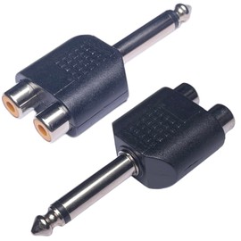 CESS 6.35mm Mono Male to Dual RCA Female Splitter Adapter, 2 Pack
