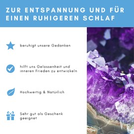 Lapis Vitalis Gemstone Pillow - Good Night Cushion 23 x 17 cm - Meditation Cushion Filled with Amethyst and Millet Shells - Cushion for Relaxation Packed in Elegant Gift Box