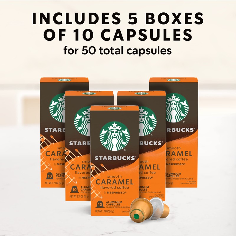 Starbucks by Nespresso Original Line Caramel Flavored Coffee, 50-count Espresso