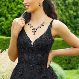 EVER FAITH Cristal Austriaco Bola de Boda Flor Hoja Collar Pendientes Conjunto Iridiscente